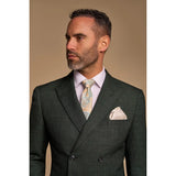 Caridi - Blazer masculino verde-oliva de abotoamento duplo