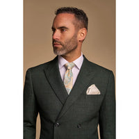 Caridi - Blazer masculino verde-oliva de abotoamento duplo