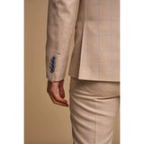 Caridi - Terno masculino bege de duas peças com abotoamento duplo