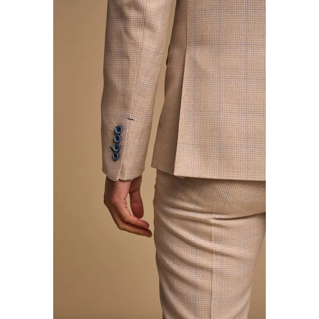 Caridi - Terno masculino bege de duas peças com abotoamento duplo