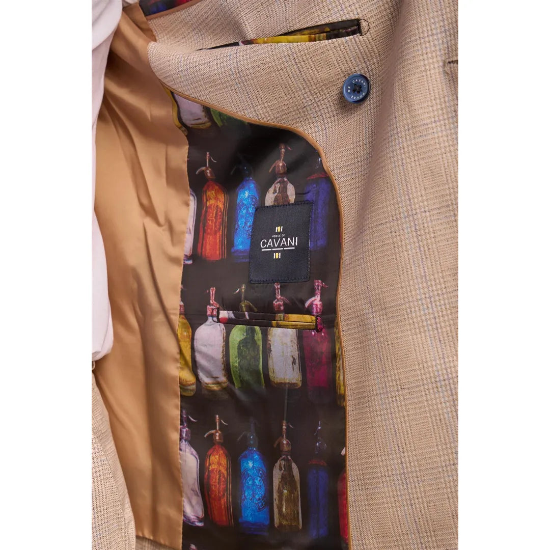 Caridi - Terno masculino bege de duas peças com abotoamento duplo