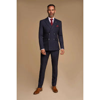Caridi - Terno masculino de duas peças azul marinho com abotoamento duplo