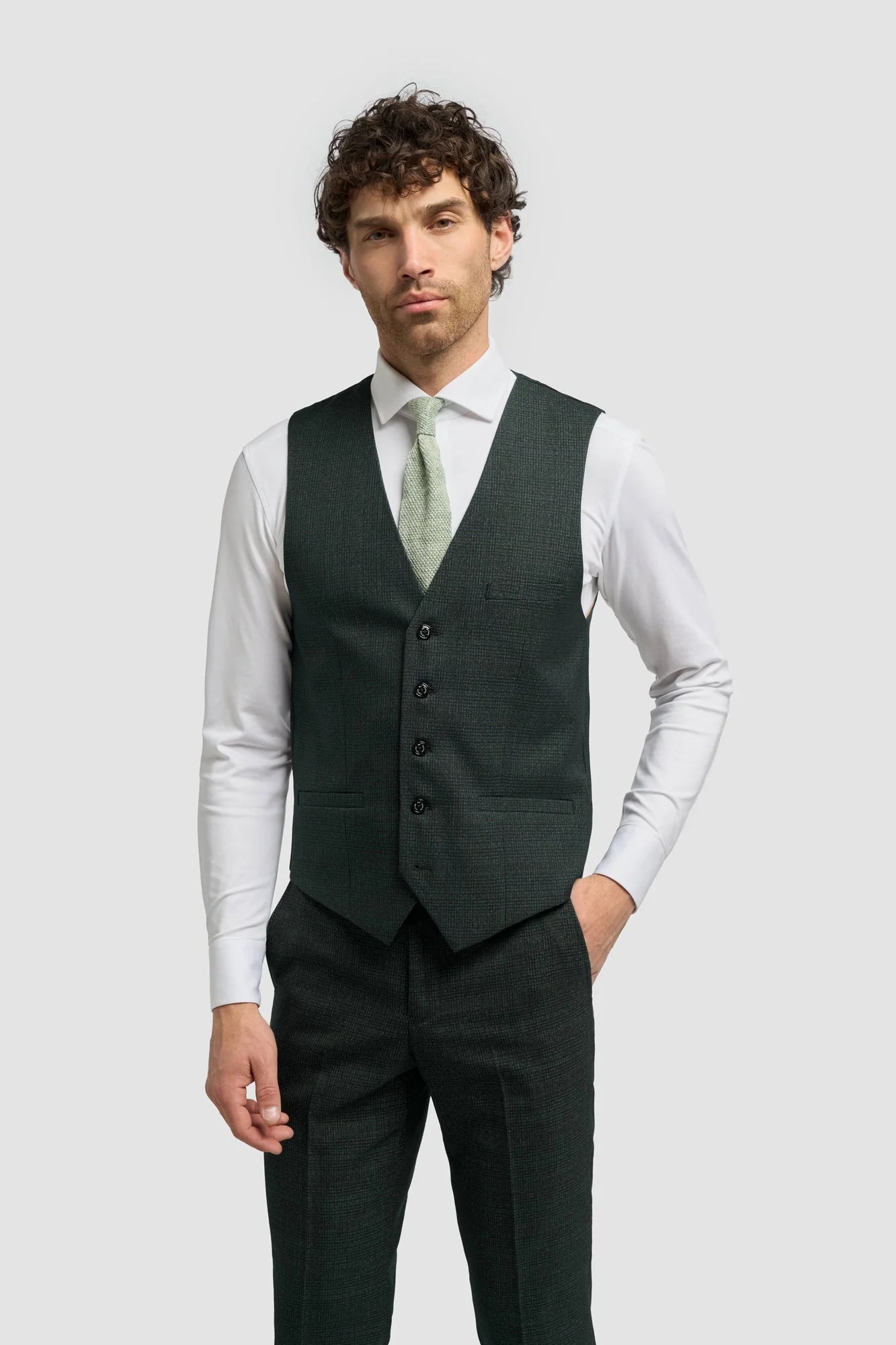 Caridi - Colete masculino em tweed verde-oliva