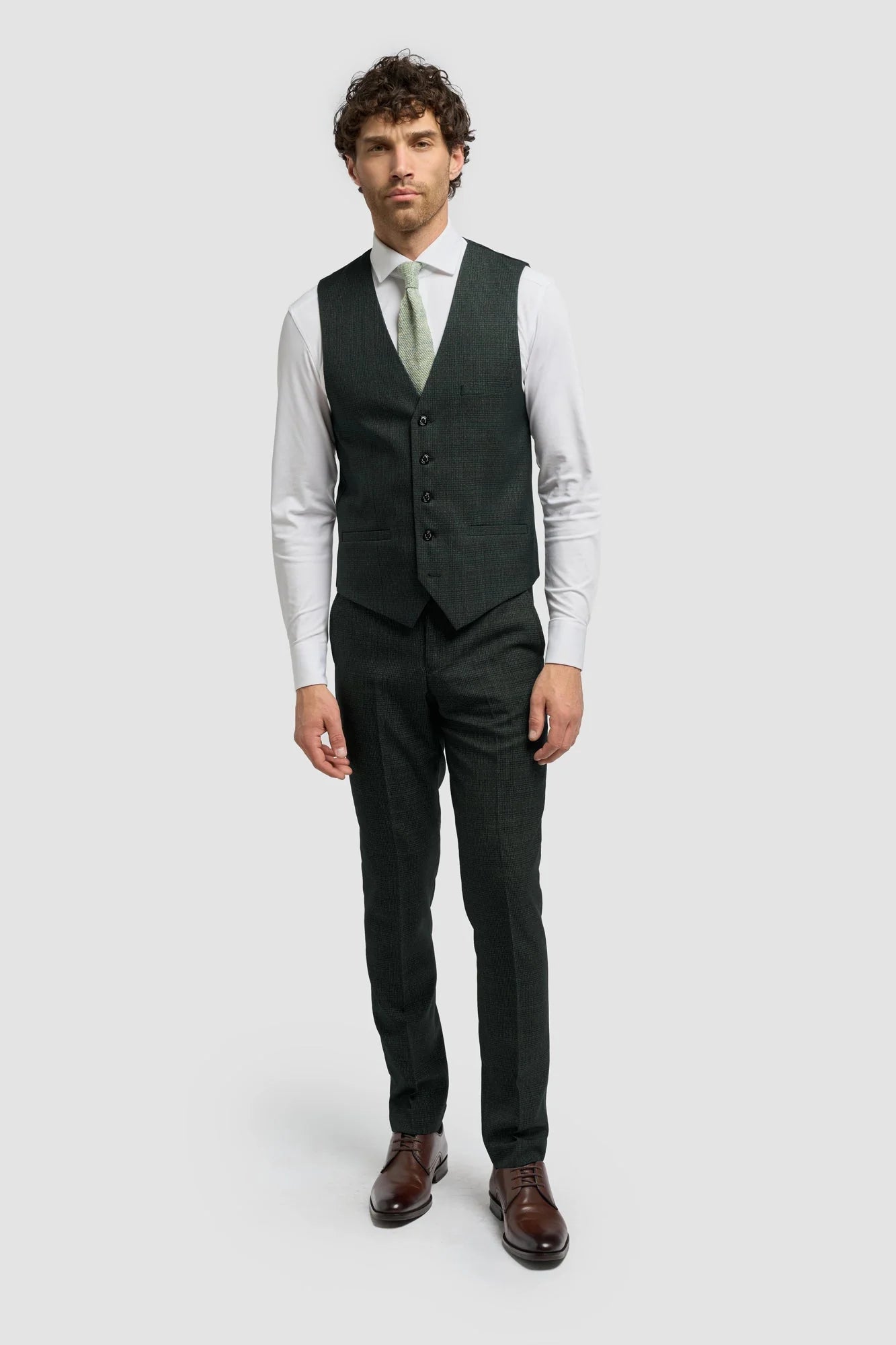 Caridi - Colete masculino em tweed verde-oliva