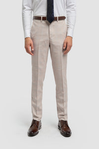 Caridi - Calças de casamento masculinas em tweed bege