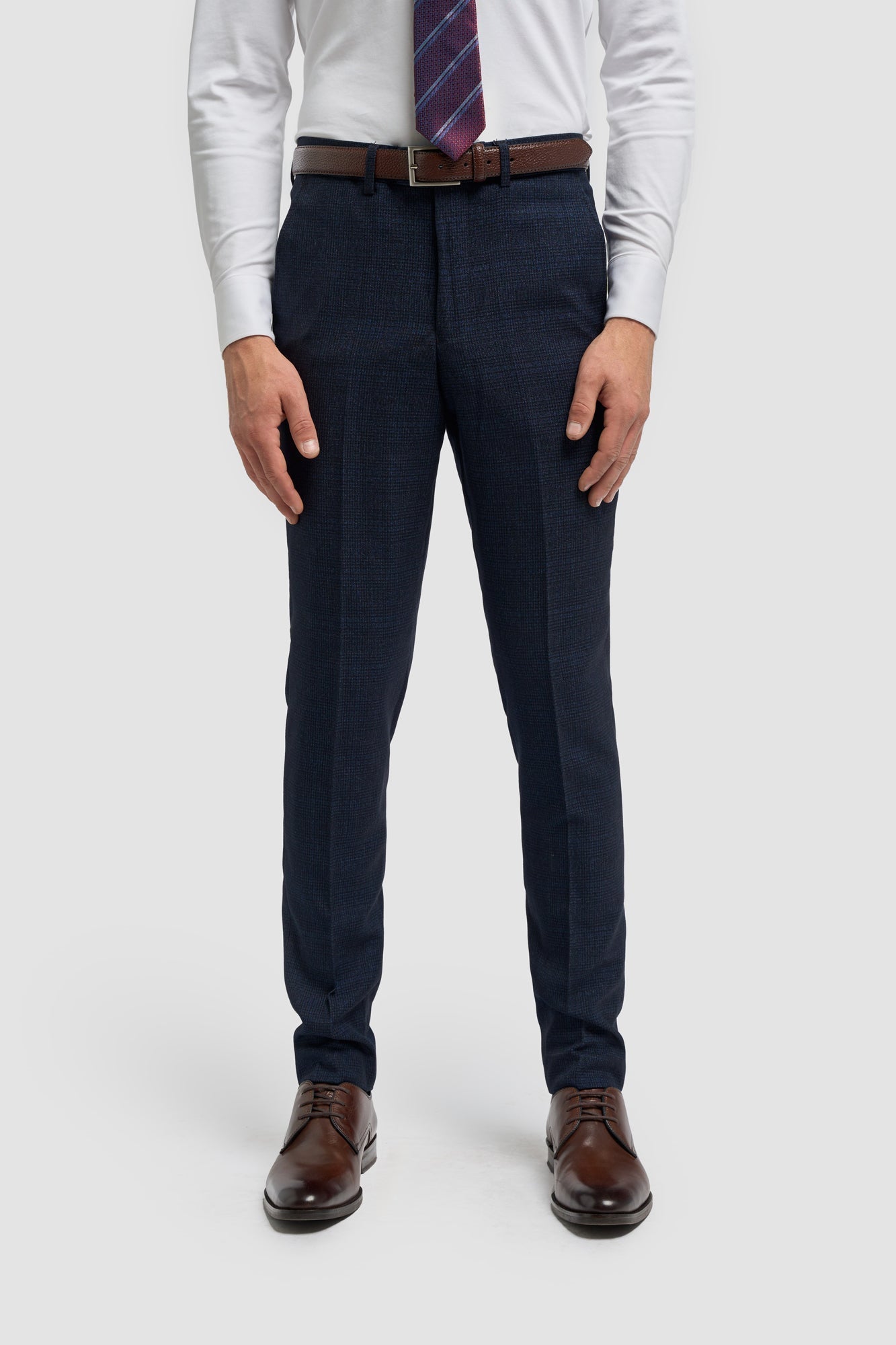 Caridi - Calças masculinas de tweed azul marinho