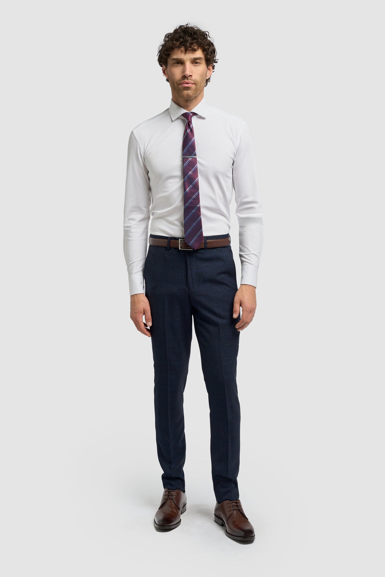 Caridi - Calças masculinas de tweed azul marinho