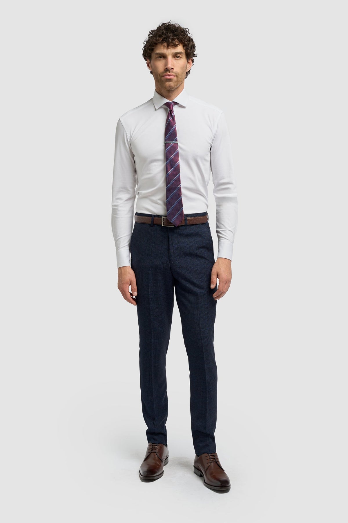 Caridi - Calças masculinas de tweed azul marinho
