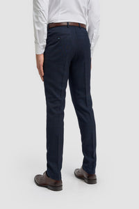Caridi - Calças masculinas de tweed azul marinho