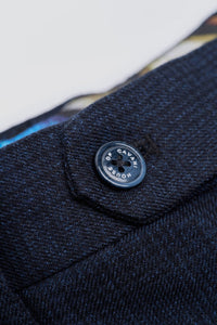 Caridi - Calças masculinas de tweed azul marinho