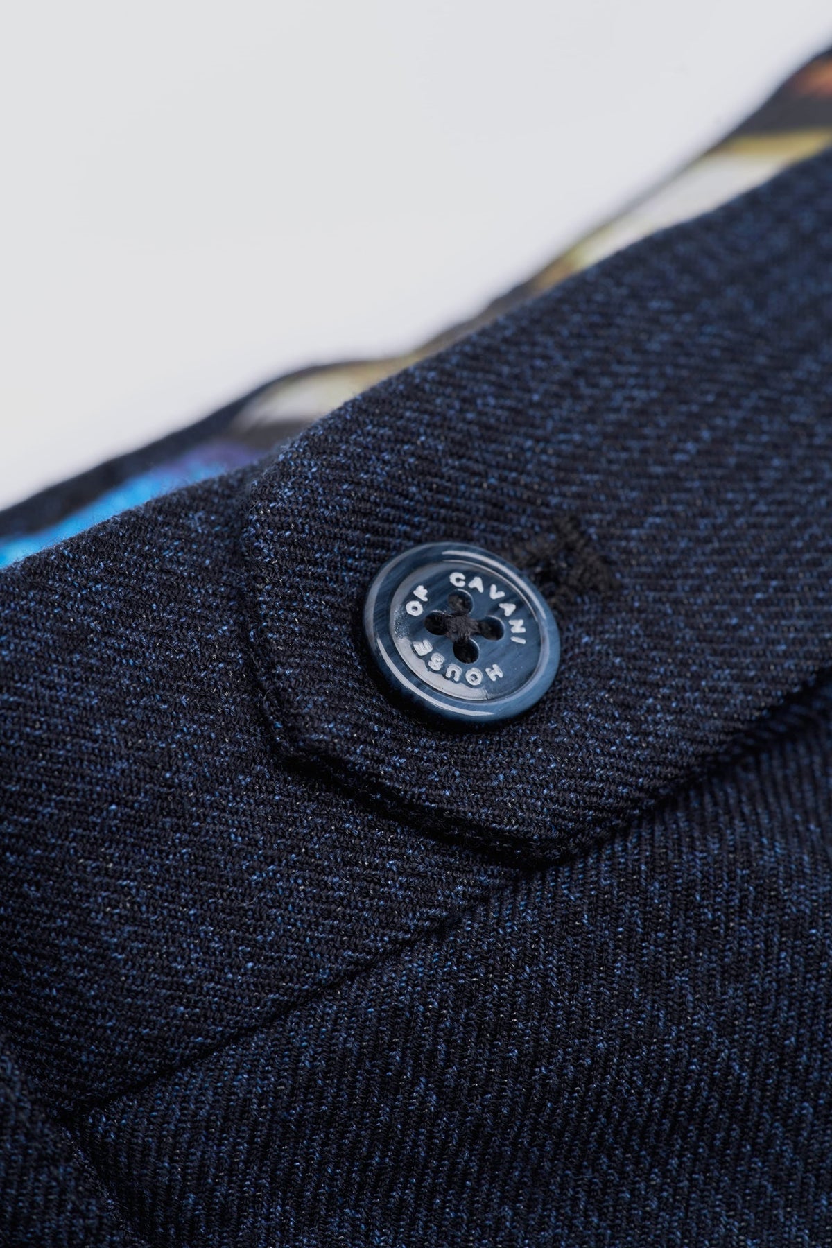 Caridi - Calças masculinas de tweed azul marinho