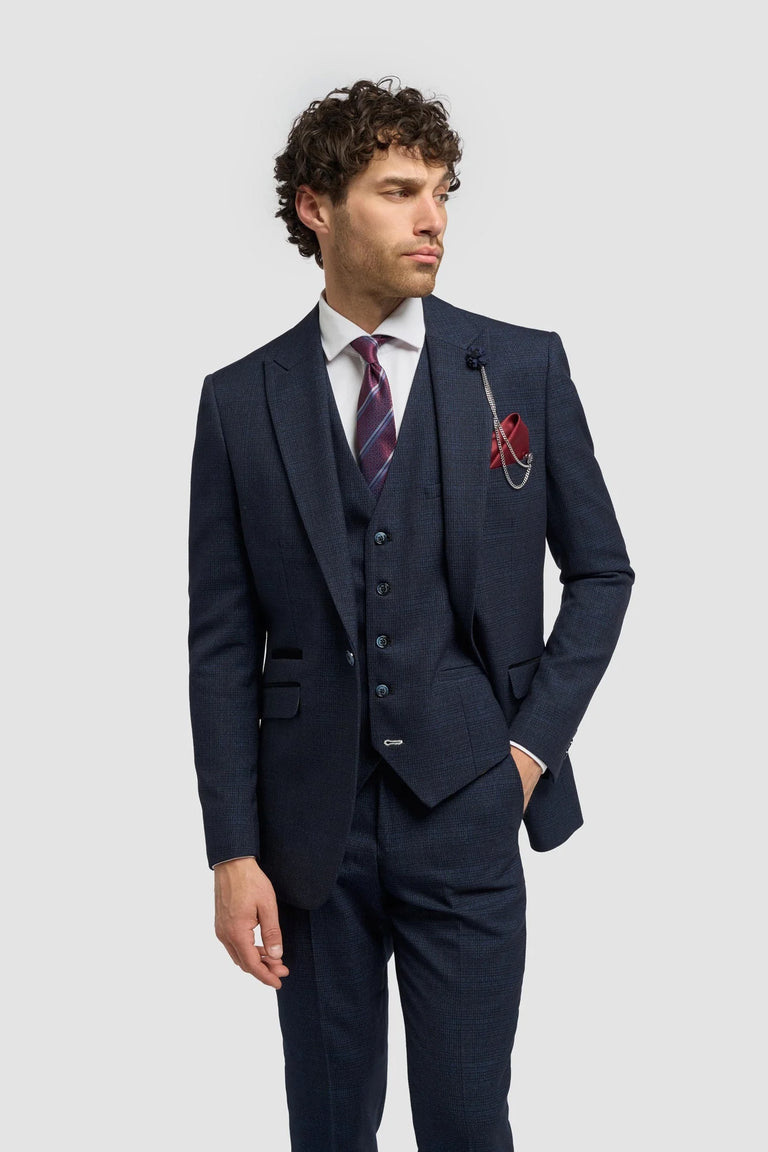 Caridi - Blazer masculino em tweed azul marinho