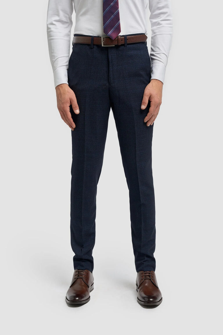 Caridi - Calças masculinas de tweed azul marinho