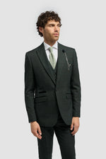 Caridi - Blazer masculino em tweed verde-oliva