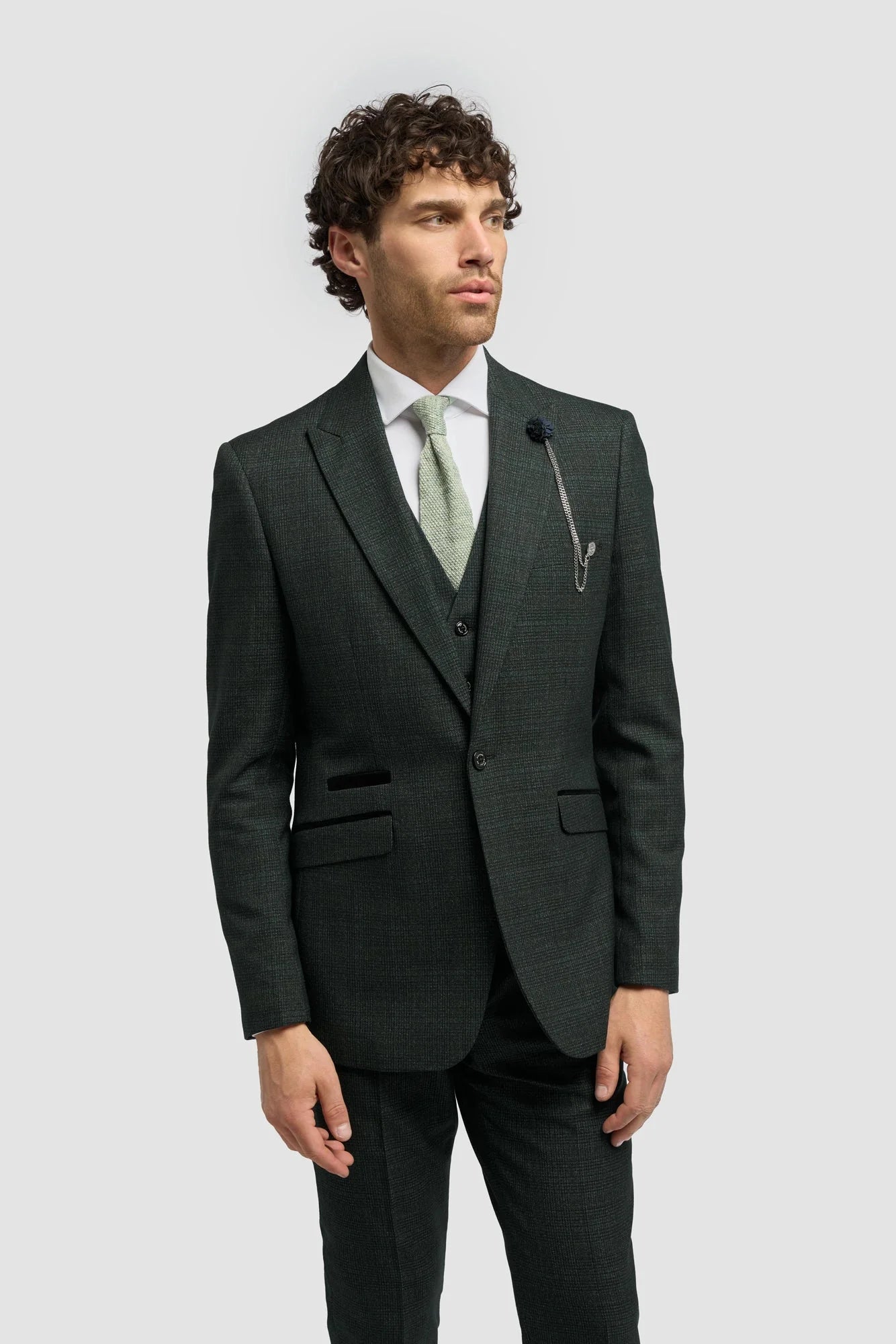 Caridi - Blazer masculino em tweed verde-oliva