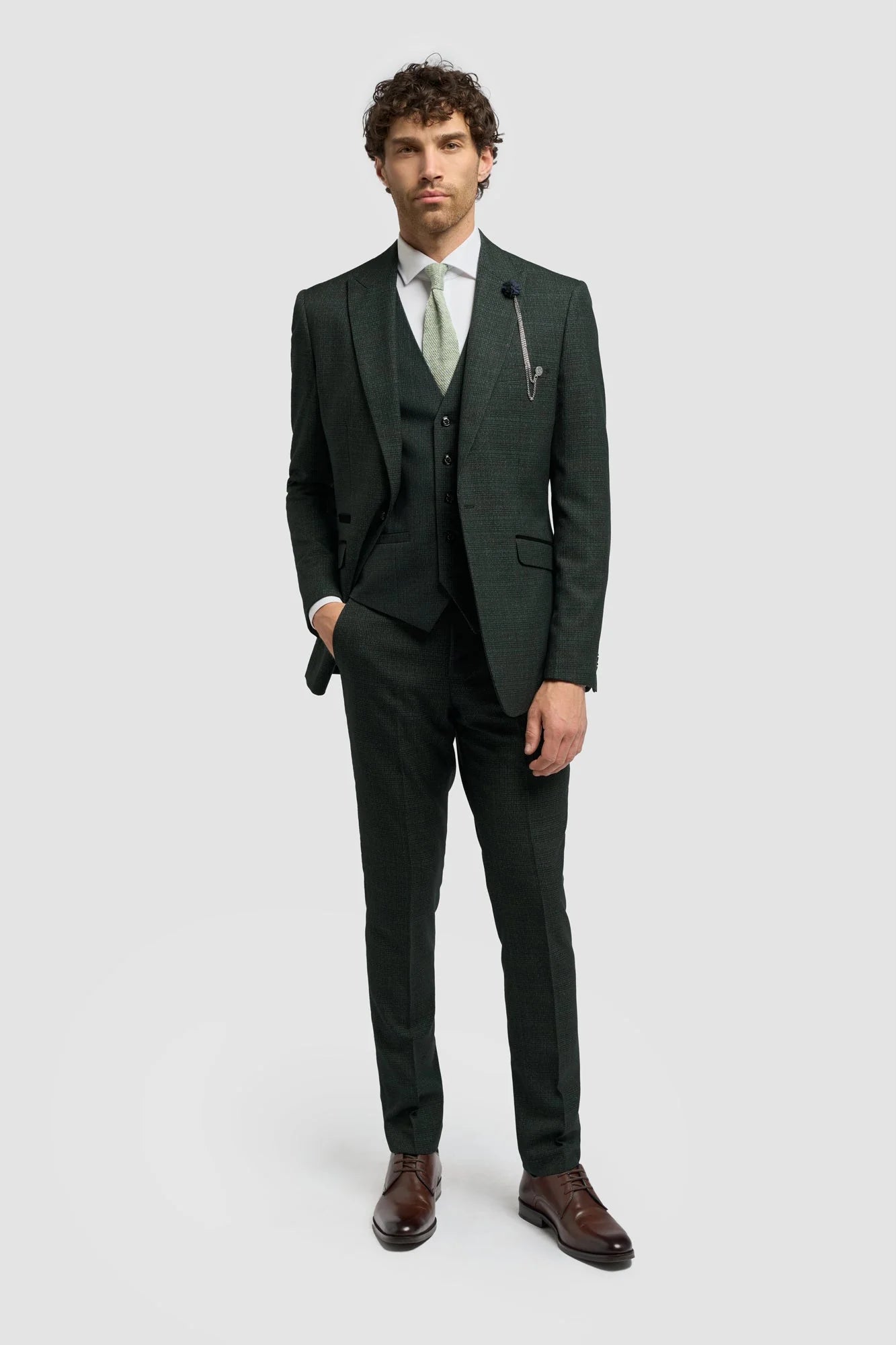 Caridi - Blazer masculino em tweed verde-oliva