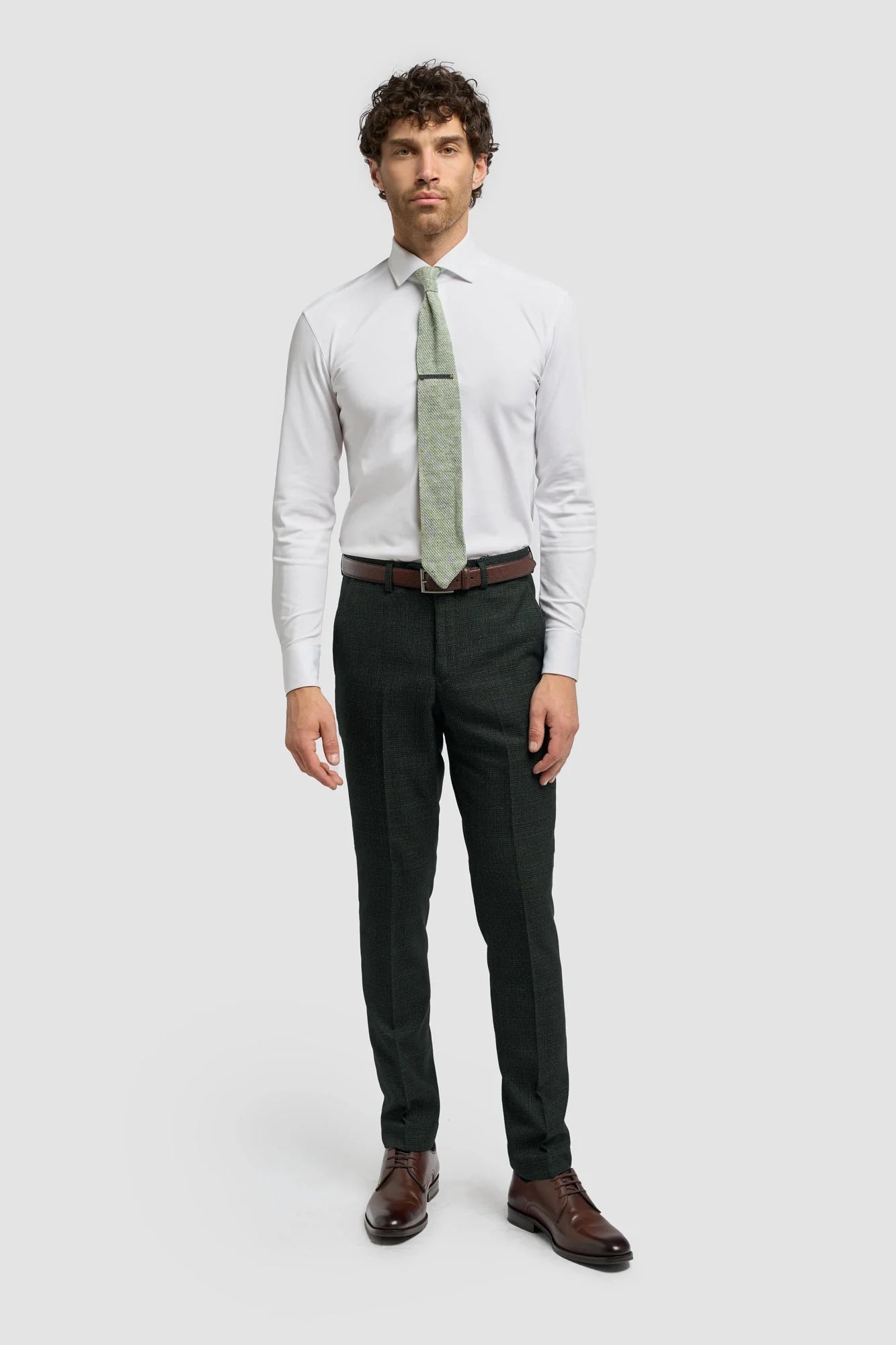 Caridi - Calças de tweed verde-oliva para homem