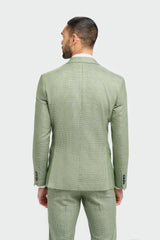 Caridi - Blazer masculino xadrez verde sálvia com corte sob medida