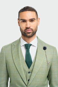 Caridi - Blazer masculino xadrez verde sálvia com corte sob medida