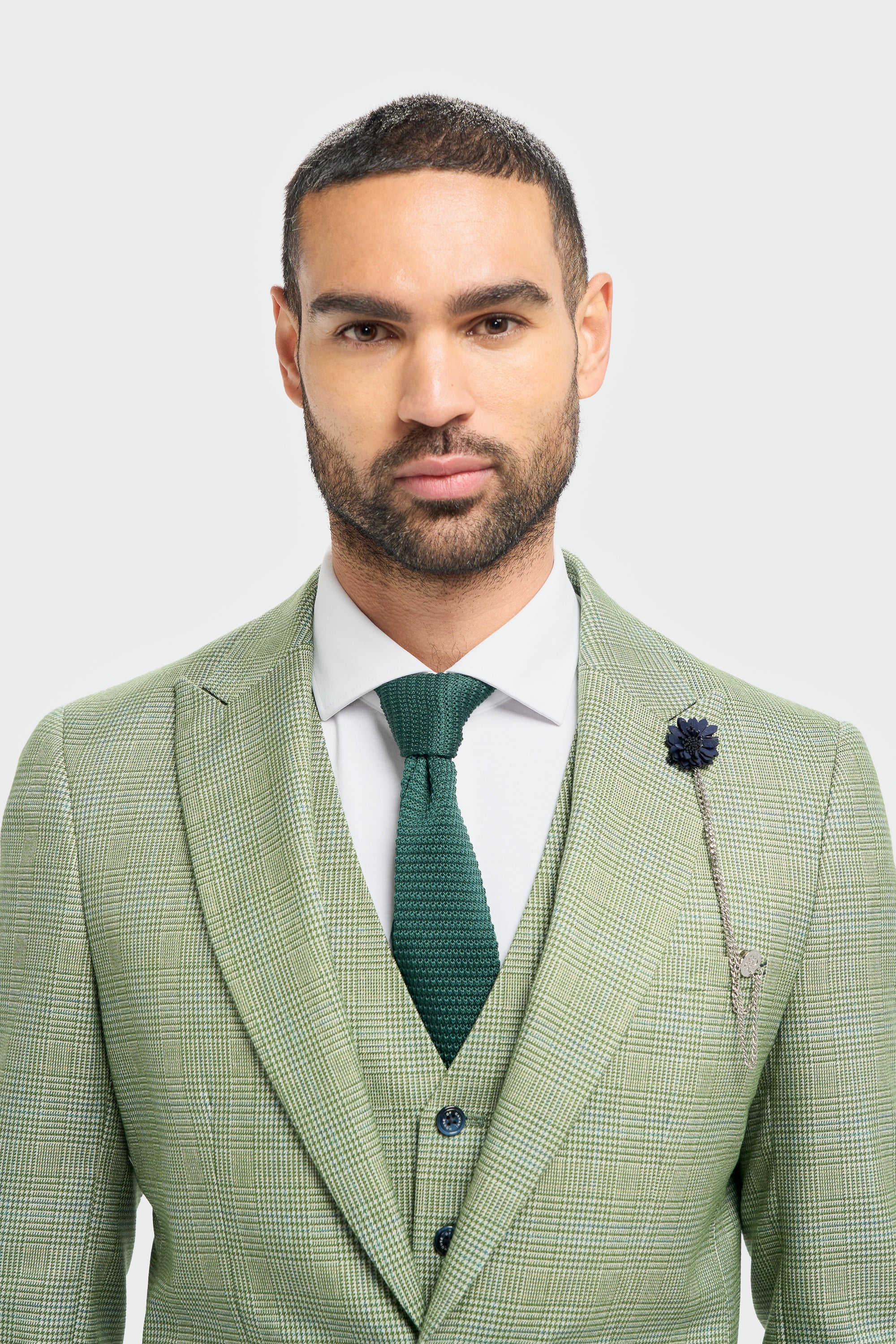Caridi - Blazer masculino xadrez verde sálvia com corte sob medida