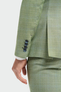 Caridi - Blazer masculino xadrez verde sálvia com corte sob medida