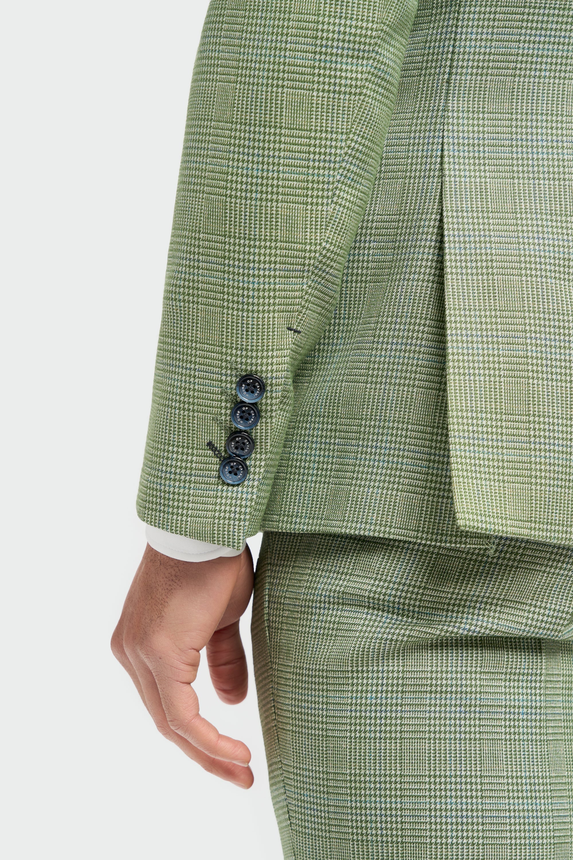 Caridi - Blazer masculino xadrez verde sálvia com corte sob medida