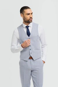 Caridi - Colete azul claro masculino para casamento
