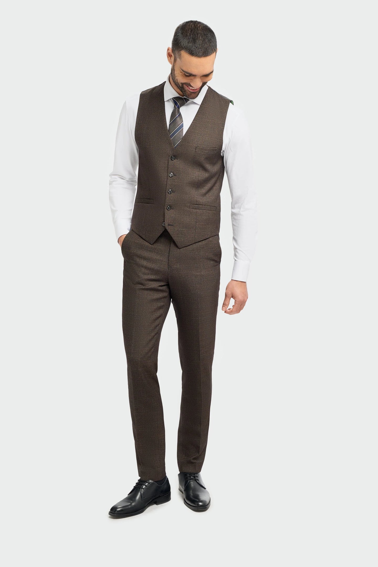 Caridi - Colete masculino em tweed marrom