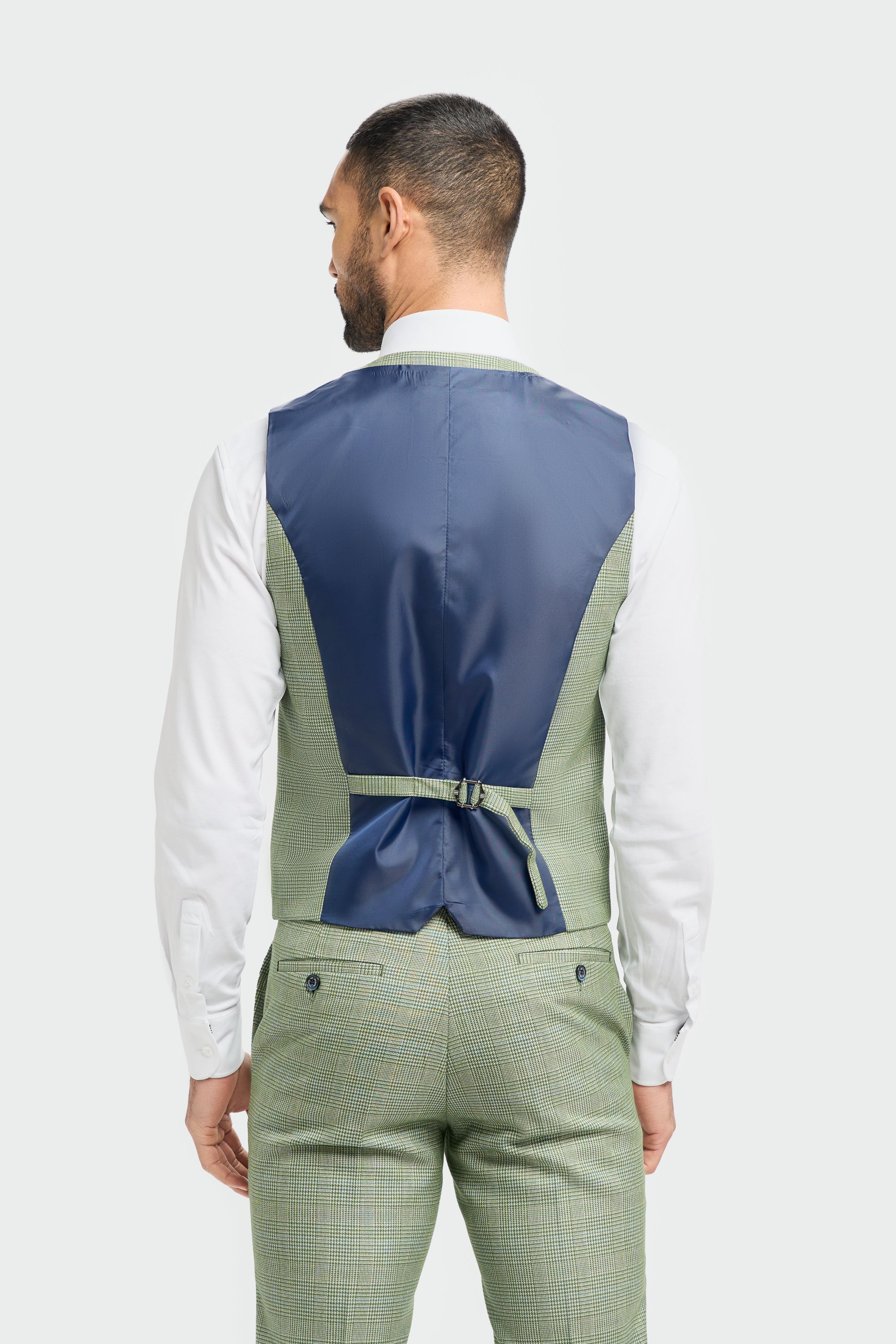 Caridi - Colete masculino xadrez verde sálvia