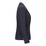 Caridi - Blazer feminino de lã xadrez azul-marinho em tweed, estilo anos 1920