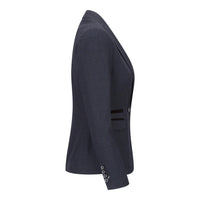 Caridi - Blazer feminino de lã xadrez azul-marinho em tweed, estilo anos 1920