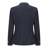 Caridi - Blazer feminino de lã xadrez azul-marinho em tweed, estilo anos 1920
