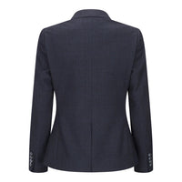 Caridi - Blazer feminino de lã xadrez azul-marinho em tweed, estilo anos 1920