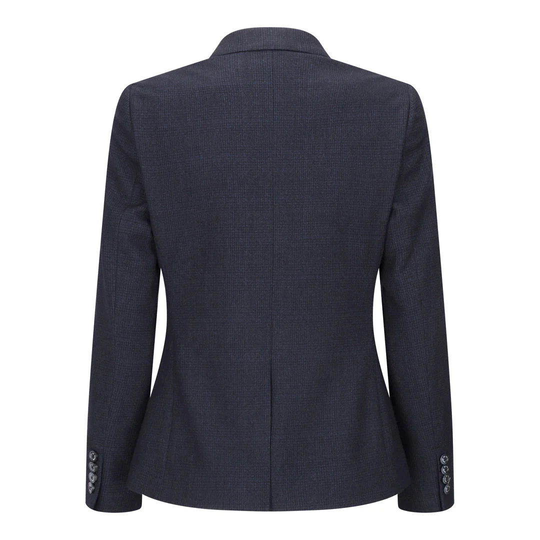 Caridi - Blazer feminino de lã xadrez azul-marinho em tweed, estilo anos 1920