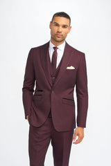 Caridi - Blazer masculino xadrez bordô