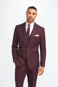Caridi - Blazer masculino xadrez bordô