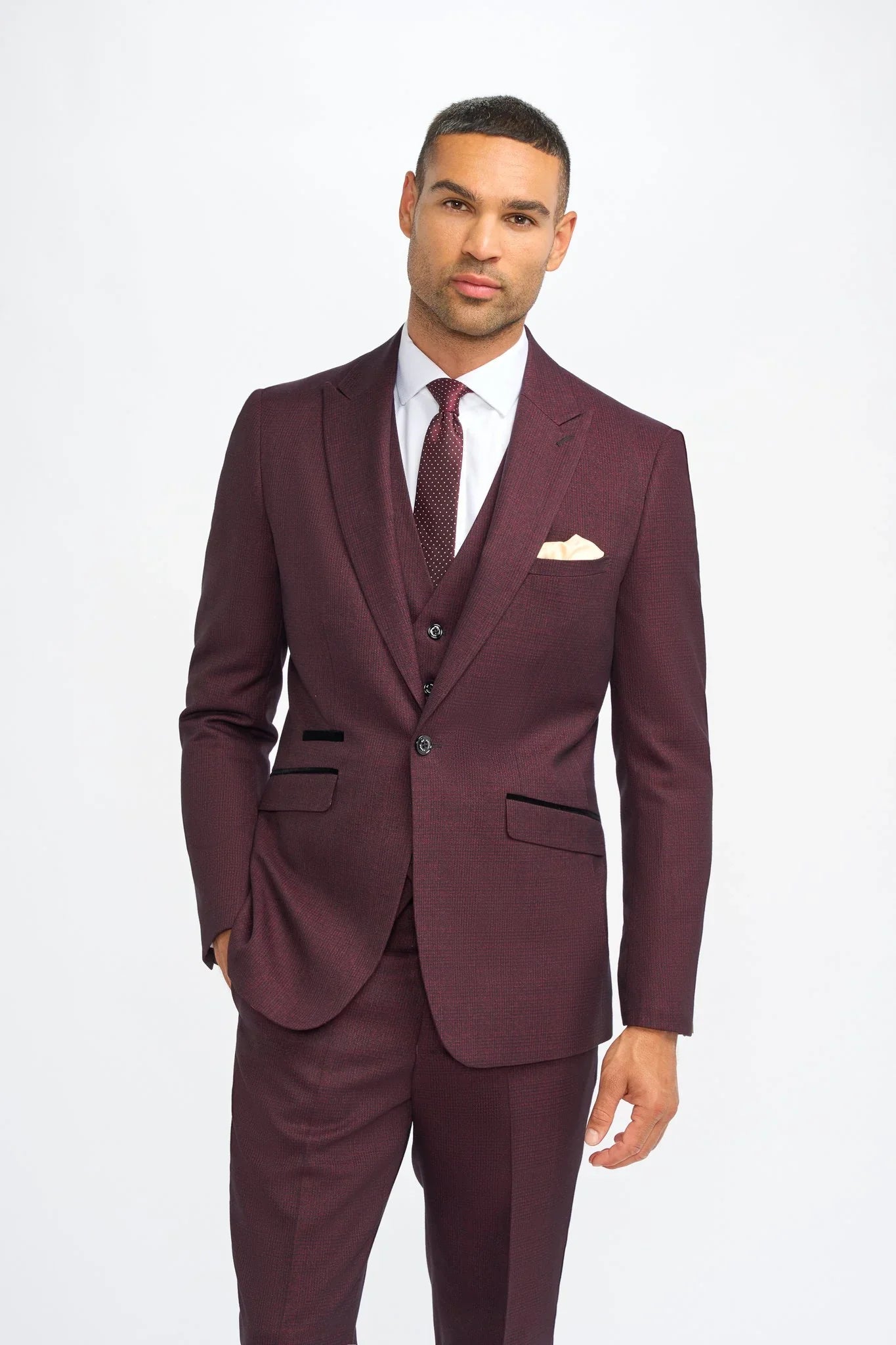 Caridi - Blazer masculino xadrez bordô