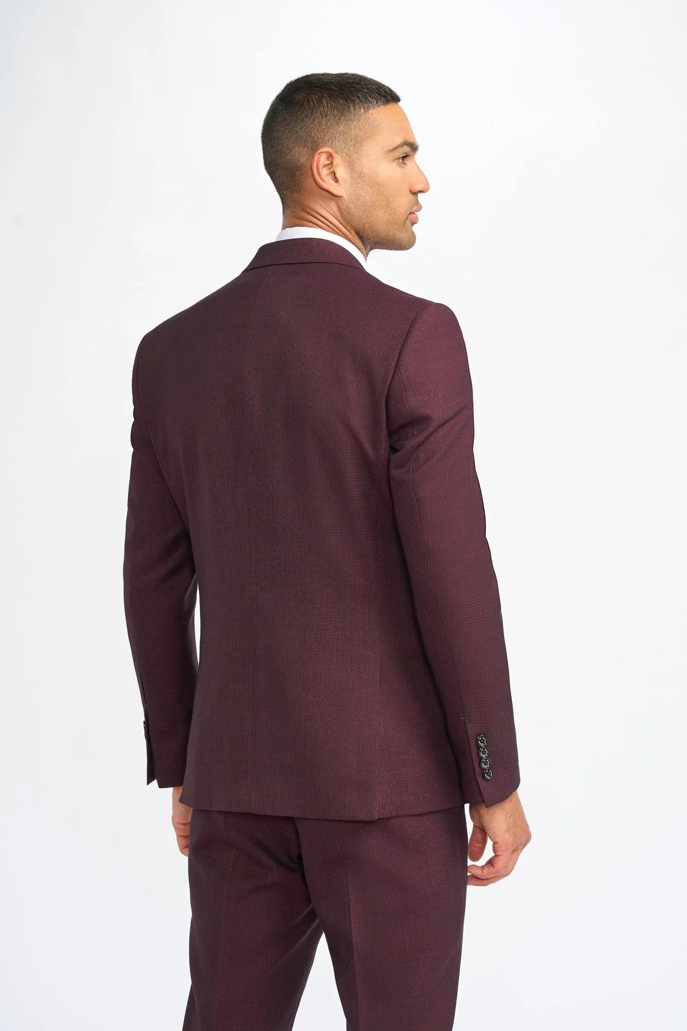 Caridi - Blazer masculino xadrez bordô