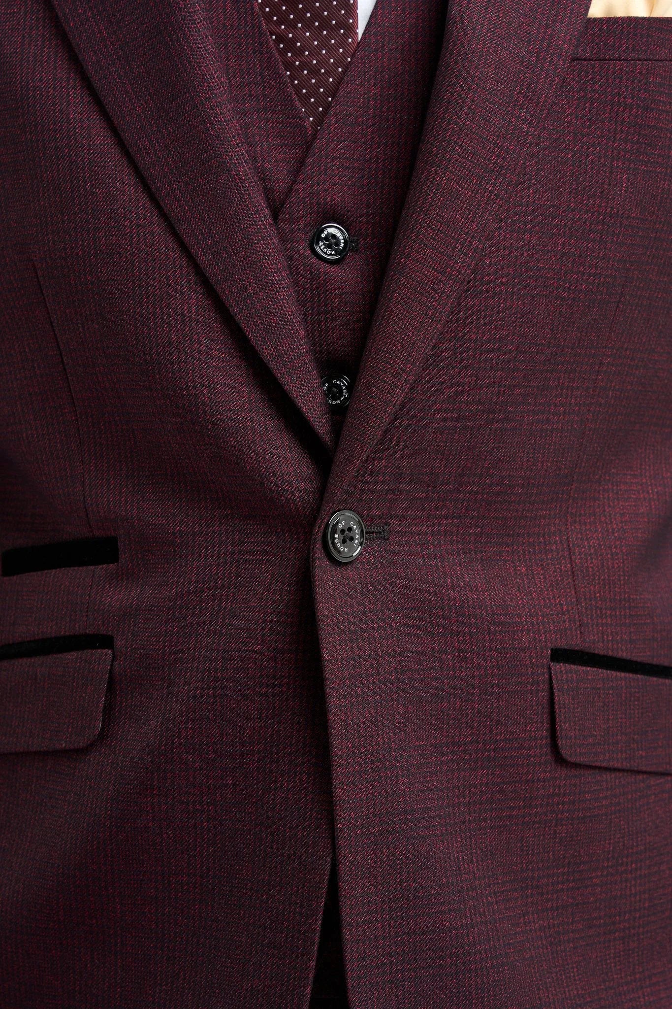 Caridi - Blazer masculino xadrez bordô