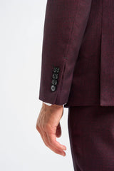 Caridi - Blazer masculino xadrez bordô