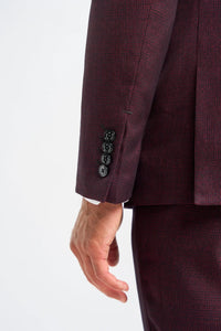 Caridi - Blazer masculino xadrez bordô