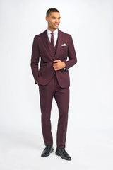 Caridi - Terno Masculino Bordô Xadrez de 3 Peças