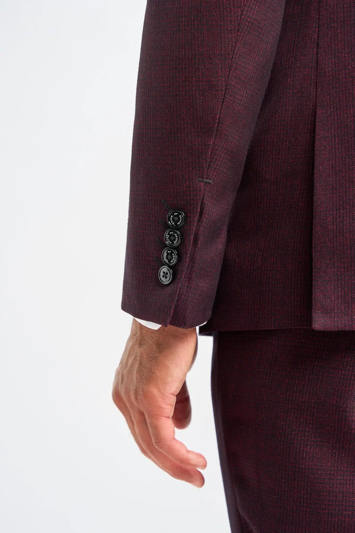 Caridi - Terno Masculino Bordô Xadrez de 3 Peças