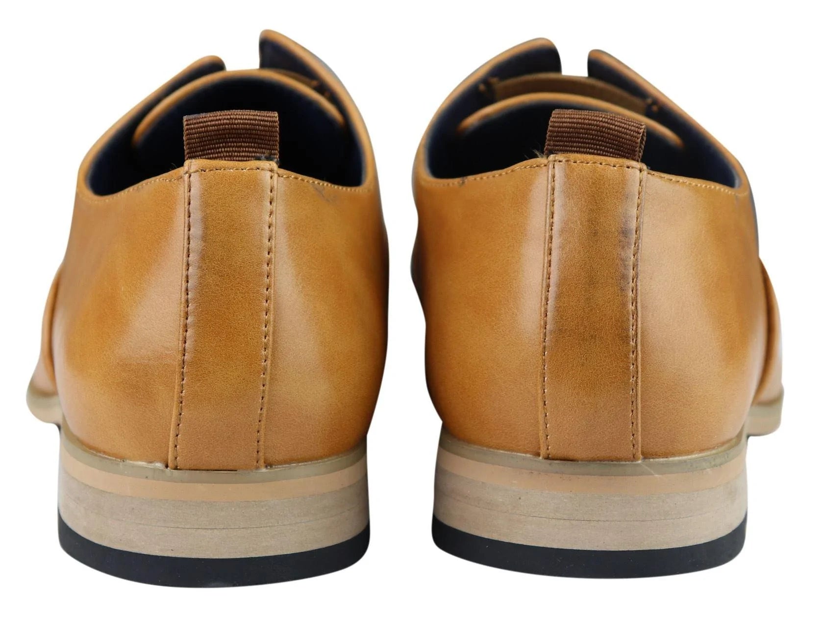 Sapatos masculinos slip-on de couro legítimo, elegantes e formais, nas cores azul-marinho, bege e marrom, ideais para casamentos, trabalho e festas.