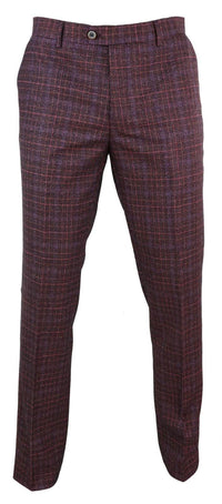 Calças masculinas vintage xadrez vinho/bordô - Cavani Carly