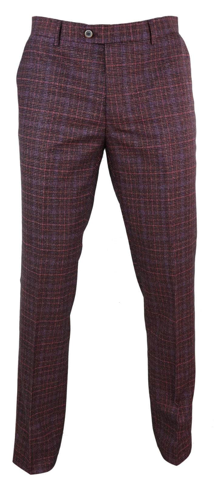Calças masculinas vintage xadrez vinho/bordô - Cavani Carly