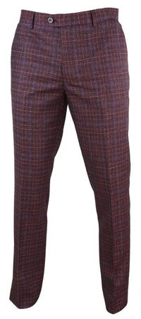 Calças masculinas vintage xadrez vinho/bordô - Cavani Carly