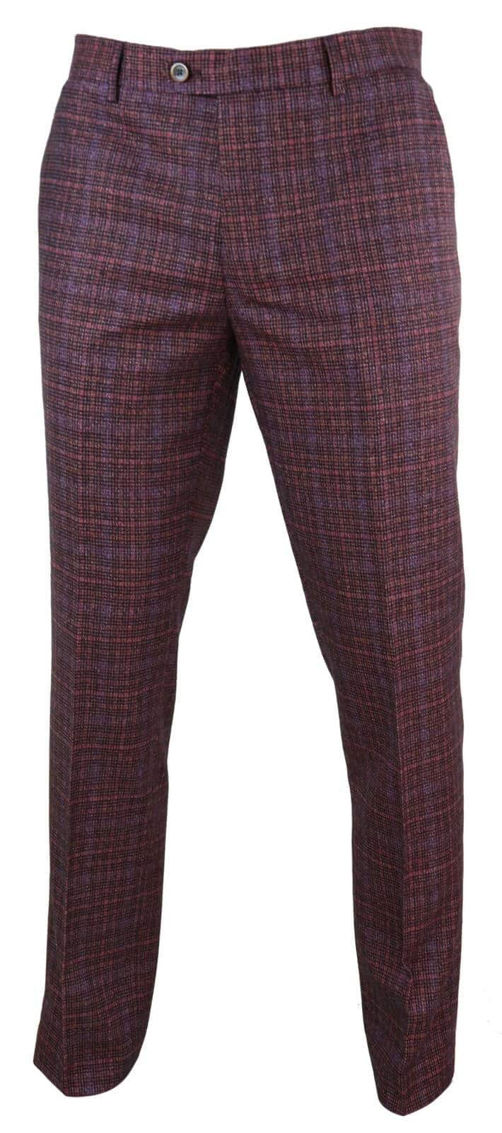 Calças masculinas vintage xadrez vinho/bordô - Cavani Carly
