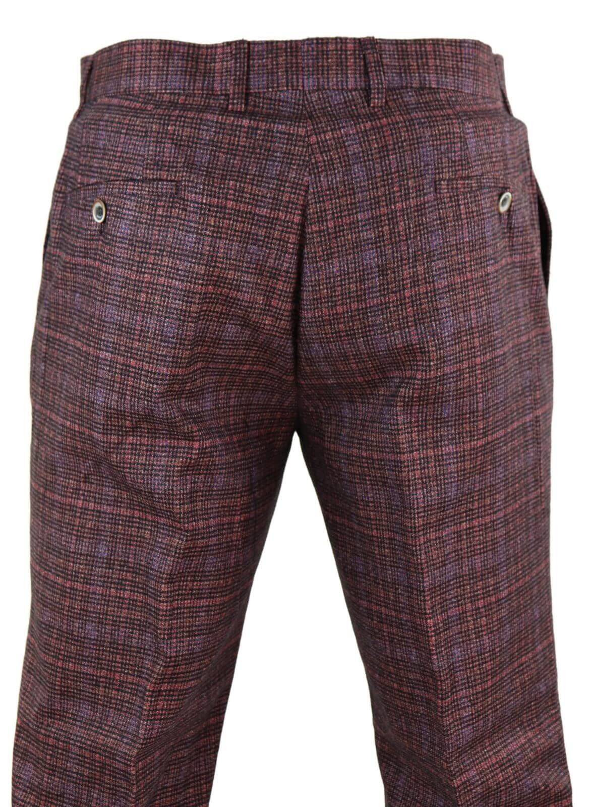 Calças masculinas vintage xadrez vinho/bordô - Cavani Carly