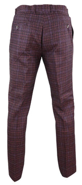 Calças masculinas vintage xadrez vinho/bordô - Cavani Carly